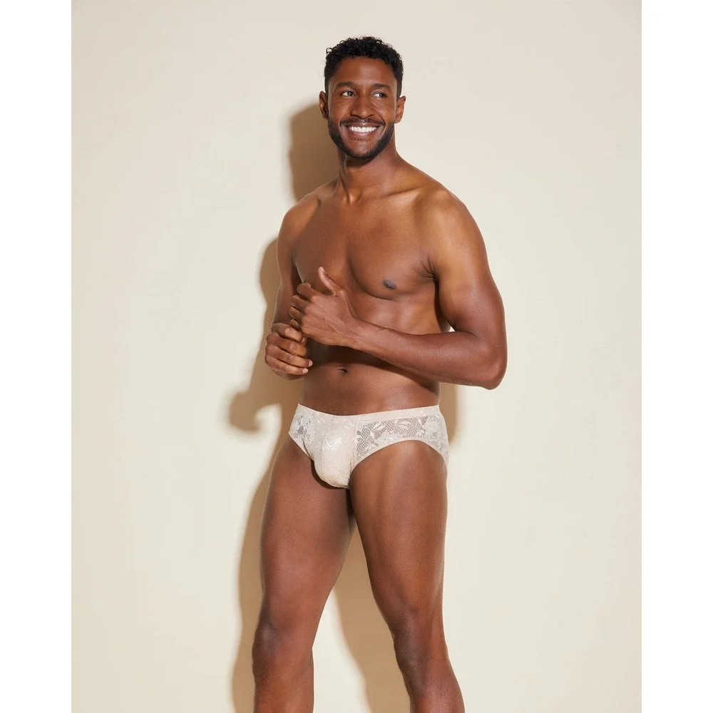 Cosabella Never Say Never Comfort Micro Brief Camel Gold Lace Men's Underwear M